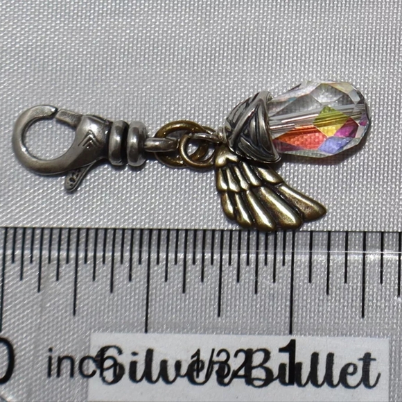 Silpada 925 Sterling Silver "On Angels Wings" Crystal Drop Clip On Charm C2550 - Picture 3 of 5